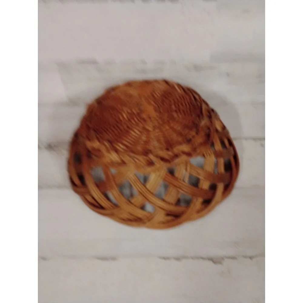 Round Wicker Dark Wood Color Basket Great For Storage Or Decor